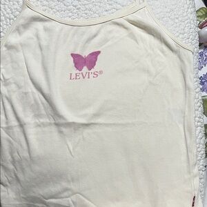 Levi's Beige Tank with Pink Butterfly Junior short top